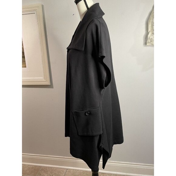 Comfy USA Black Stretch Poplin Funky Flated Button Shirt Tunic Size L - Picture 6 of 16